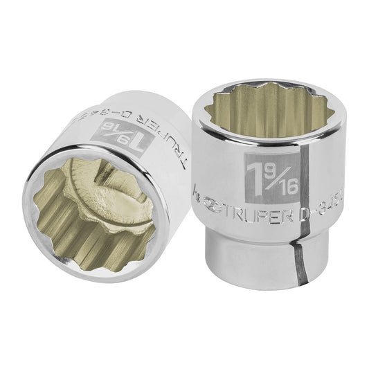 Dado de 1-9/16', 12 puntas, cuadro 3/4', Truper Caja con 3, 13863