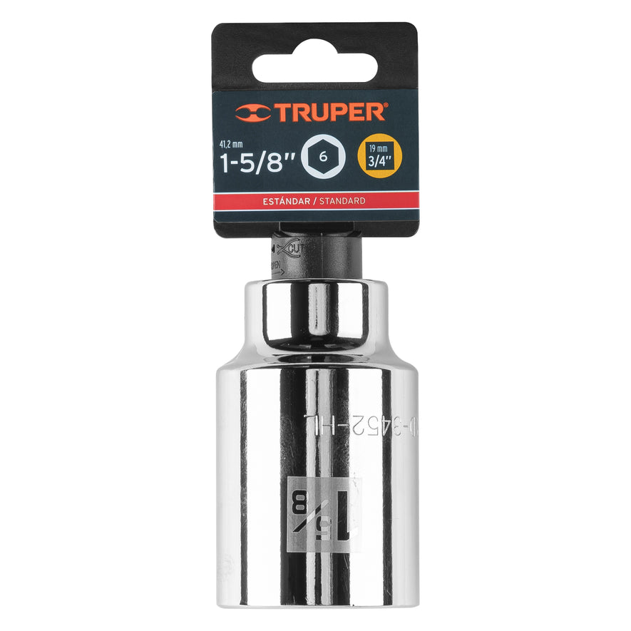 Dado largo de 1-5/8', 6 puntas, cuadro 3/4', Truper, 19349