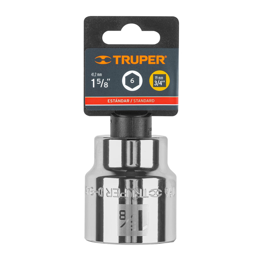 Dado de 1-5/8', 6 puntas, cuadro 3/4', Truper Caja con 3, 13834
