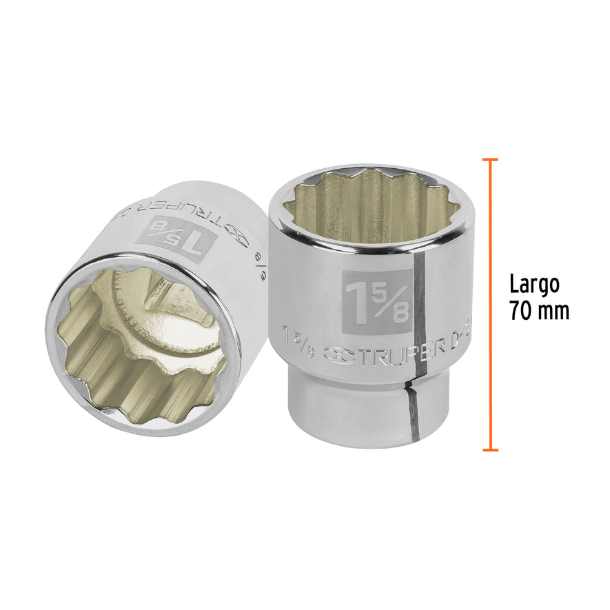 Dado de 1-5/8', 12 puntas, cuadro 3/4', Truper Caja con 3, 13864