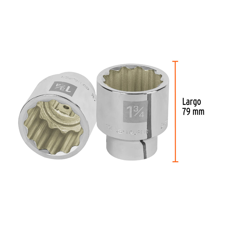 Dado de 1-3/4', 12 puntas, cuadro 3/4', Truper Caja con 3, 13866