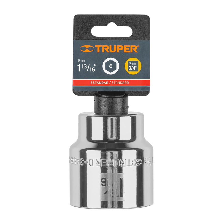 Dado de 1-13/16', 6 puntas, cuadro 3/4', Truper Caja con 3, 13837