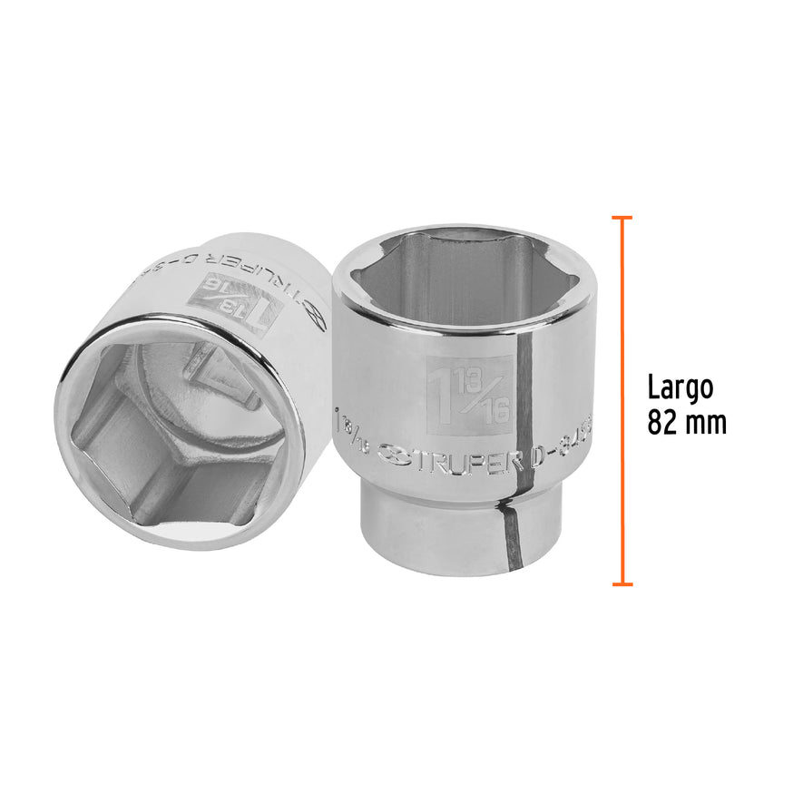 Dado de 1-13/16', 6 puntas, cuadro 3/4', Truper Caja con 3, 13837