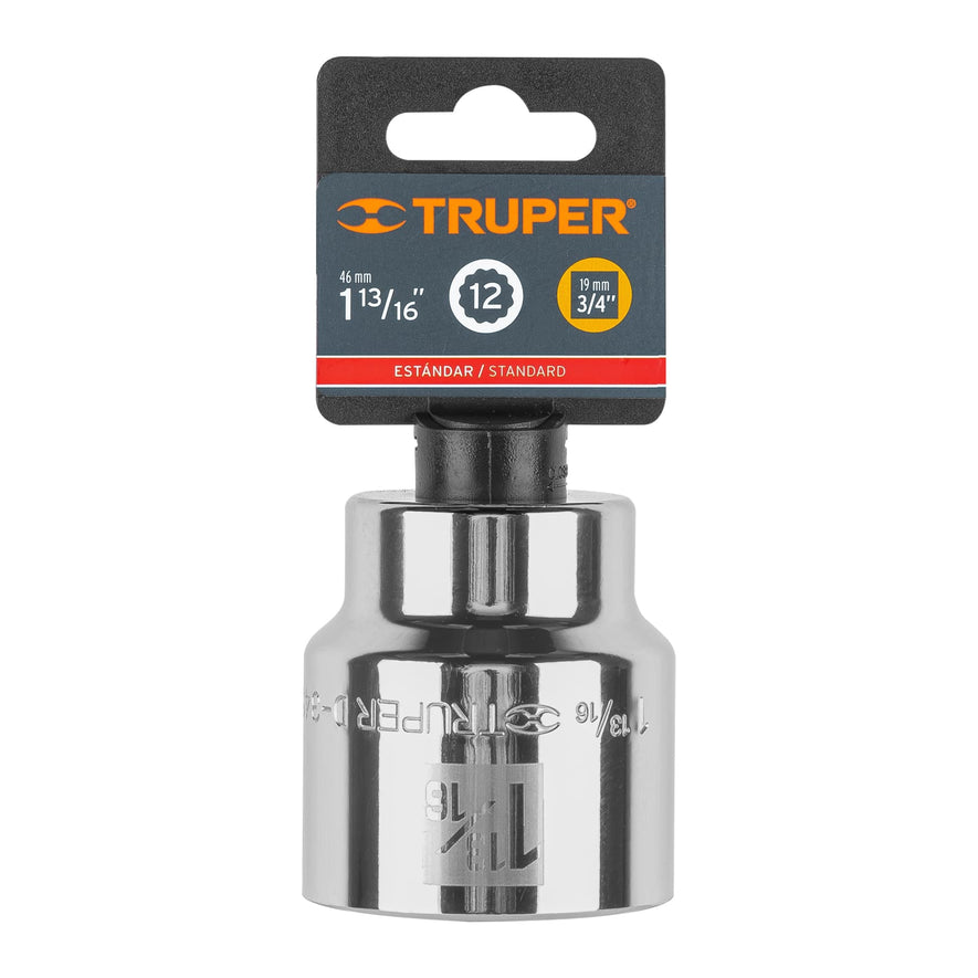 Dado de 1-13/16', 12 puntas, cuadro 3/4', Truper Caja con 3, 13867