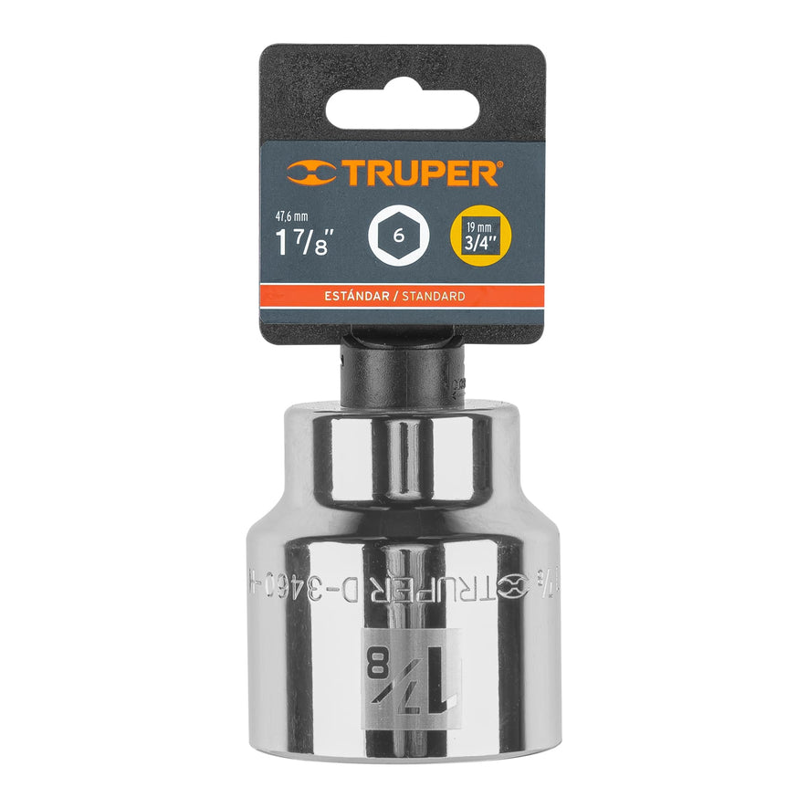 Dado de 1-7/8', 6 puntas, cuadro 3/4', Truper Caja con 3, 13838