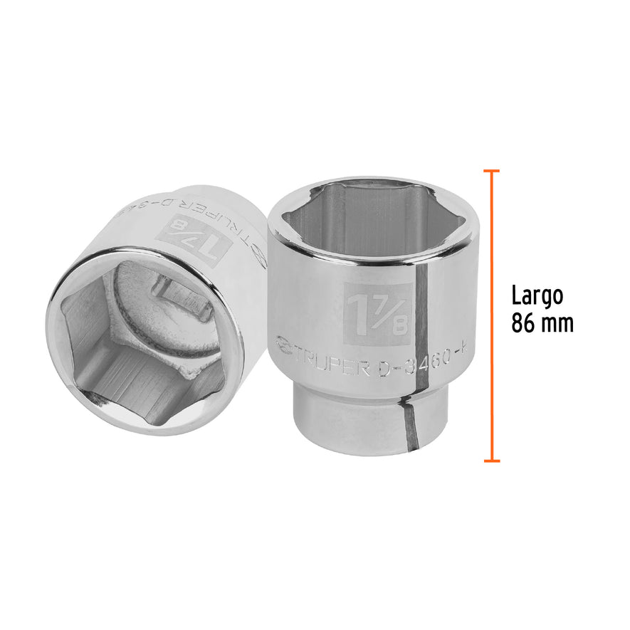 Dado de 1-7/8', 6 puntas, cuadro 3/4', Truper Caja con 3, 13838