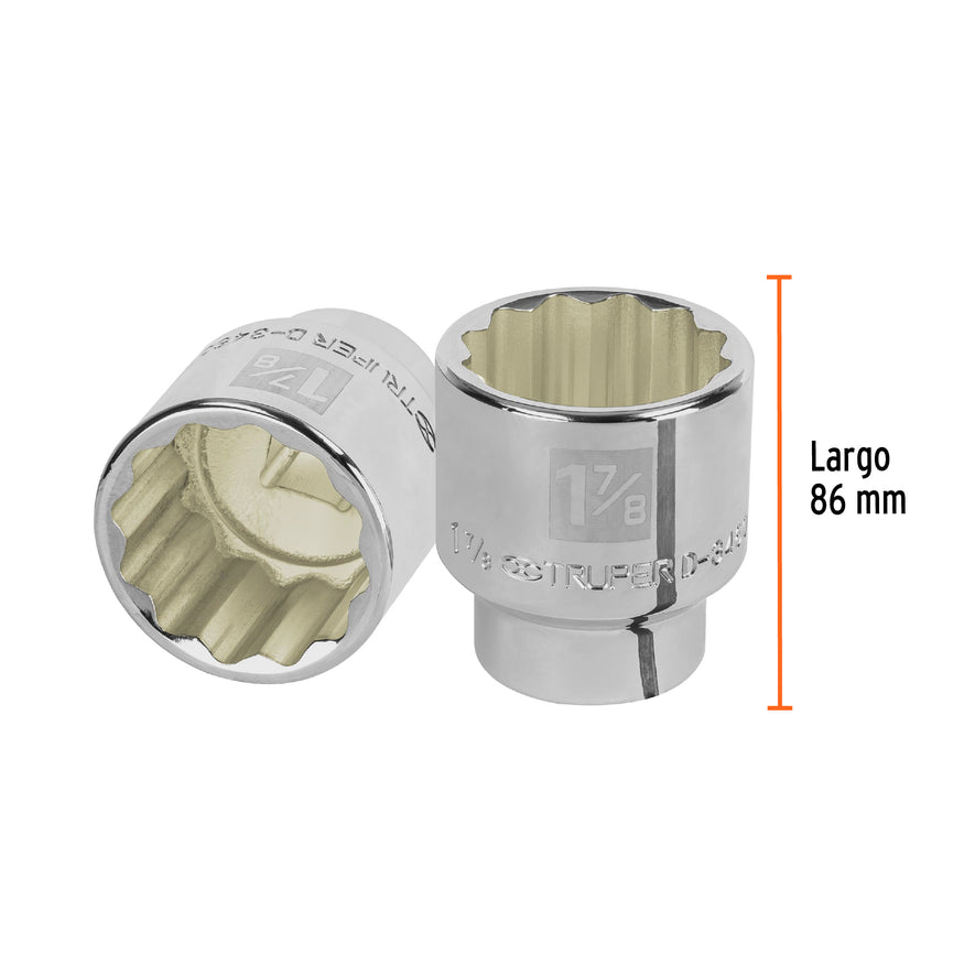 Dado de 1-7/8', 12 puntas, cuadro 3/4', Truper Caja con 3, 13868