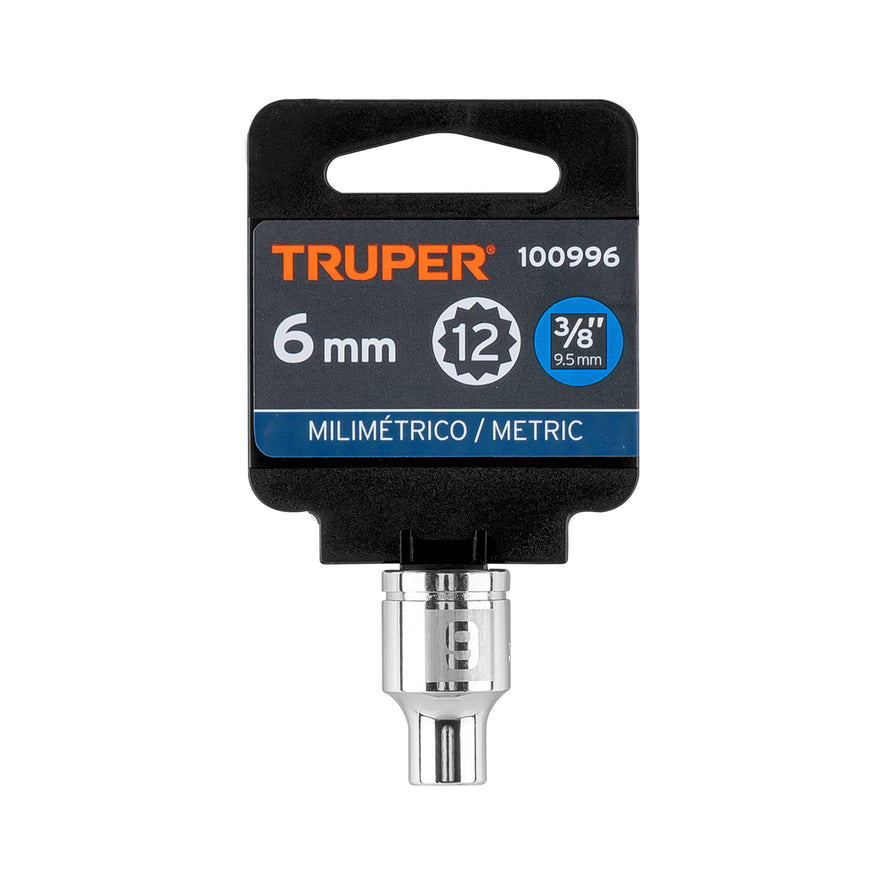 Dado de 6 mm, 12 puntas, cuadro 3/8', Truper Caja con 6, 100996