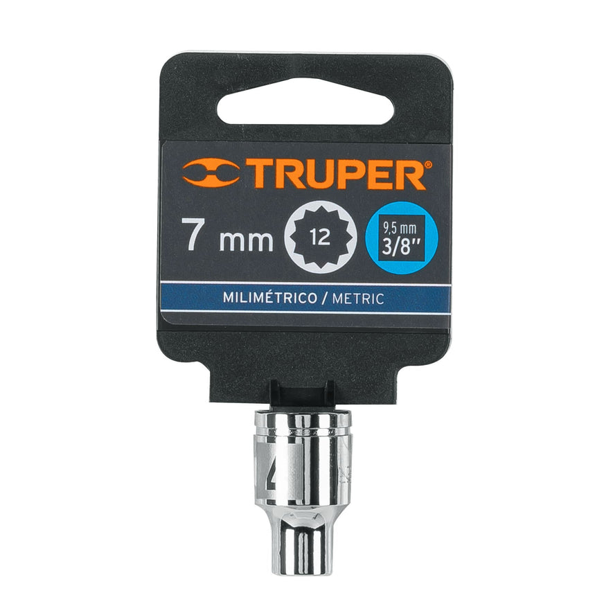 Dado de 7 mm, 12 puntas, cuadro 3/8', Truper Caja con 6, 13627