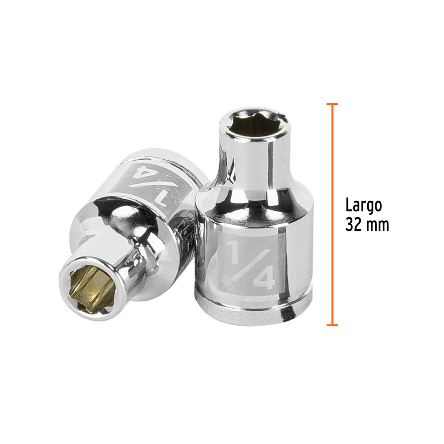 Dado de 1/4', 6 puntas, cuadro 3/8', Truper Caja con 6, 13605