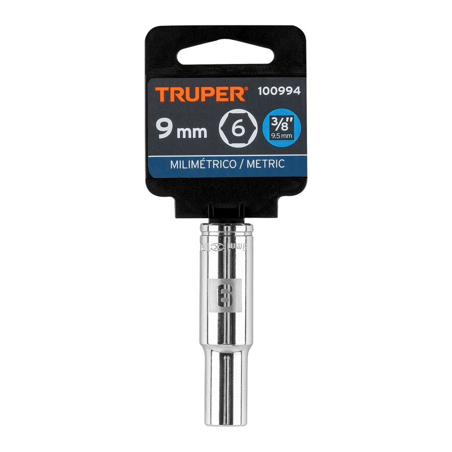 Dado largo de 9 mm, 6 puntas, cuadro 3/8', Truper Caja con 6, 100994