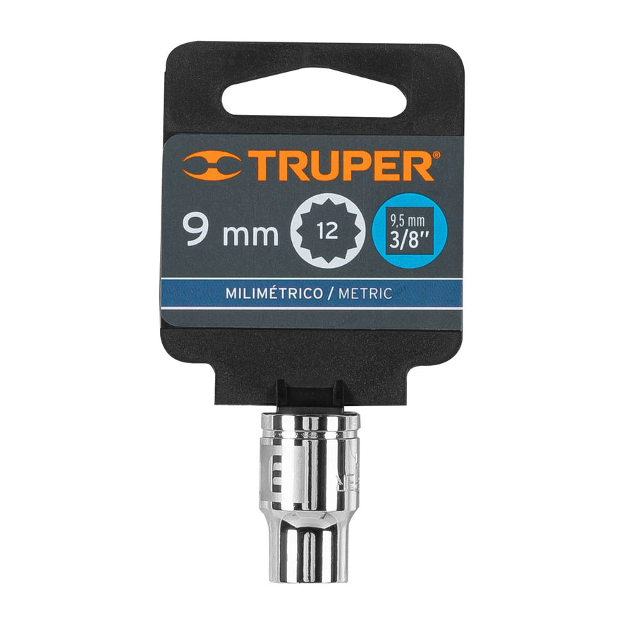 Dado de 9 mm, 12 puntas, cuadro 3/8', Truper Caja con 6, 13629