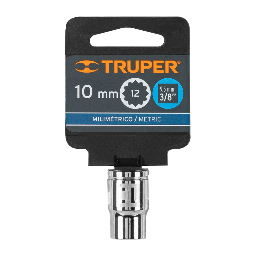 Dado de 10 mm, 12 puntas, cuadro 3/8', Truper Caja con 6, 13630