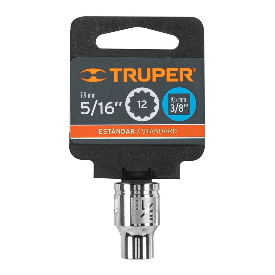 Dado de 5/16', 12 puntas, cuadro 3/8', Truper Caja con 6, 13581