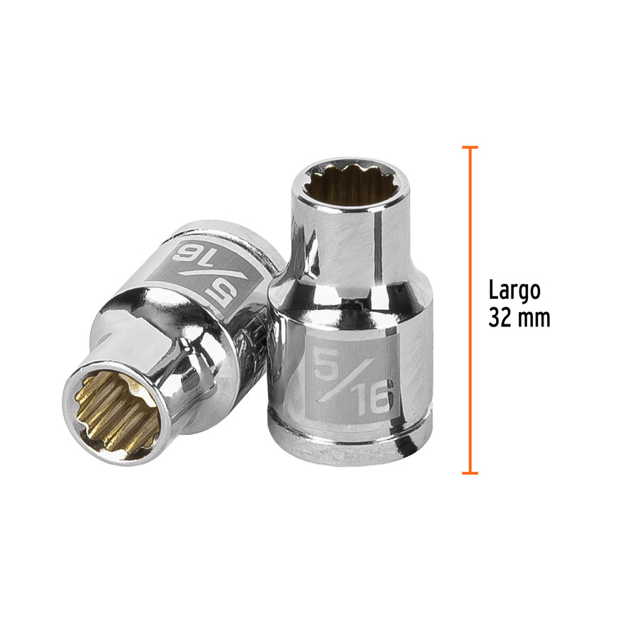 Dado de 5/16', 12 puntas, cuadro 3/8', Truper Caja con 6, 13581