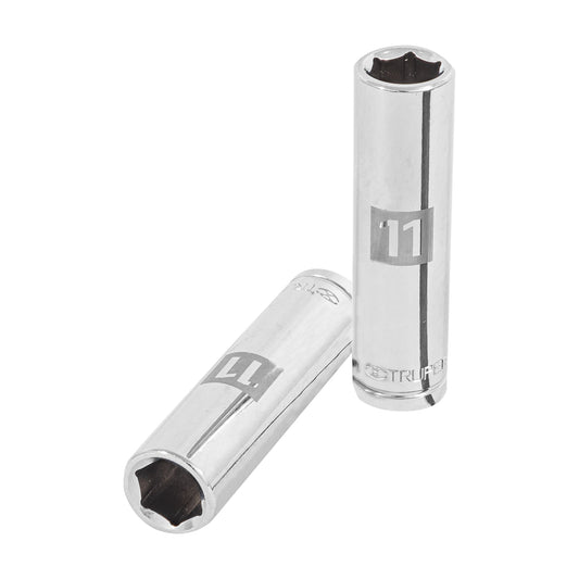 Dado largo de 11 mm, 6 puntas, cuadro 3/8', Truper Caja con 6, 13771