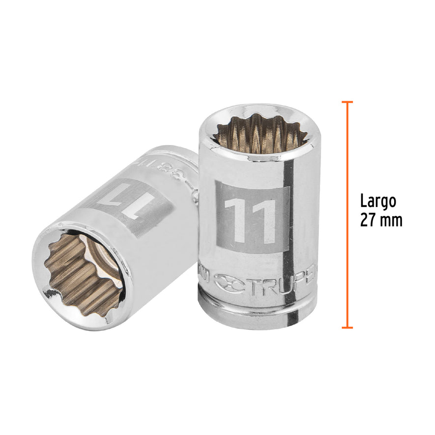 Dado de 11 mm, 12 puntas, cuadro 3/8', Truper Caja con 6, 13631