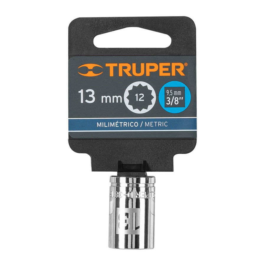 Dado de 13 mm, 12 puntas, cuadro 3/8', Truper Caja con 6, 13633