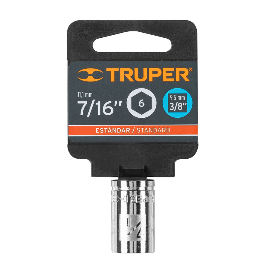 Dado de 7/16', 6 puntas, cuadro 3/8', Truper Caja con 6, 13608