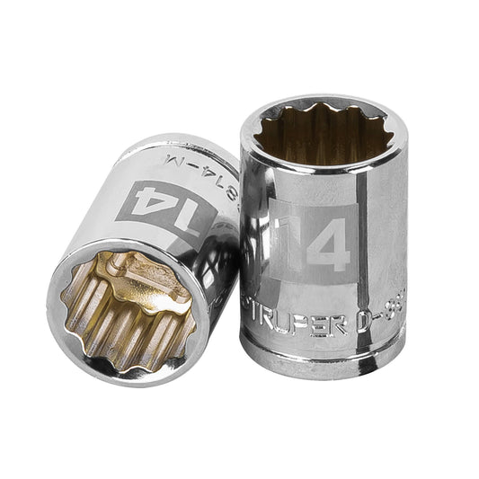 Dado de 14 mm, 12 puntas, cuadro 3/8', Truper Caja con 6, 13634