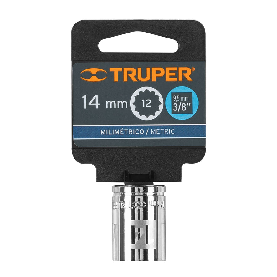Dado de 14 mm, 12 puntas, cuadro 3/8', Truper Caja con 6, 13634