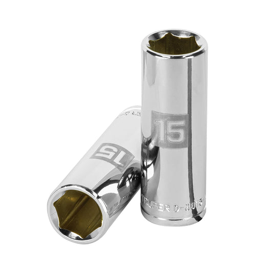 Dado largo de 15 mm, 6 puntas, cuadro 3/8', Truper Caja con 6, 13775