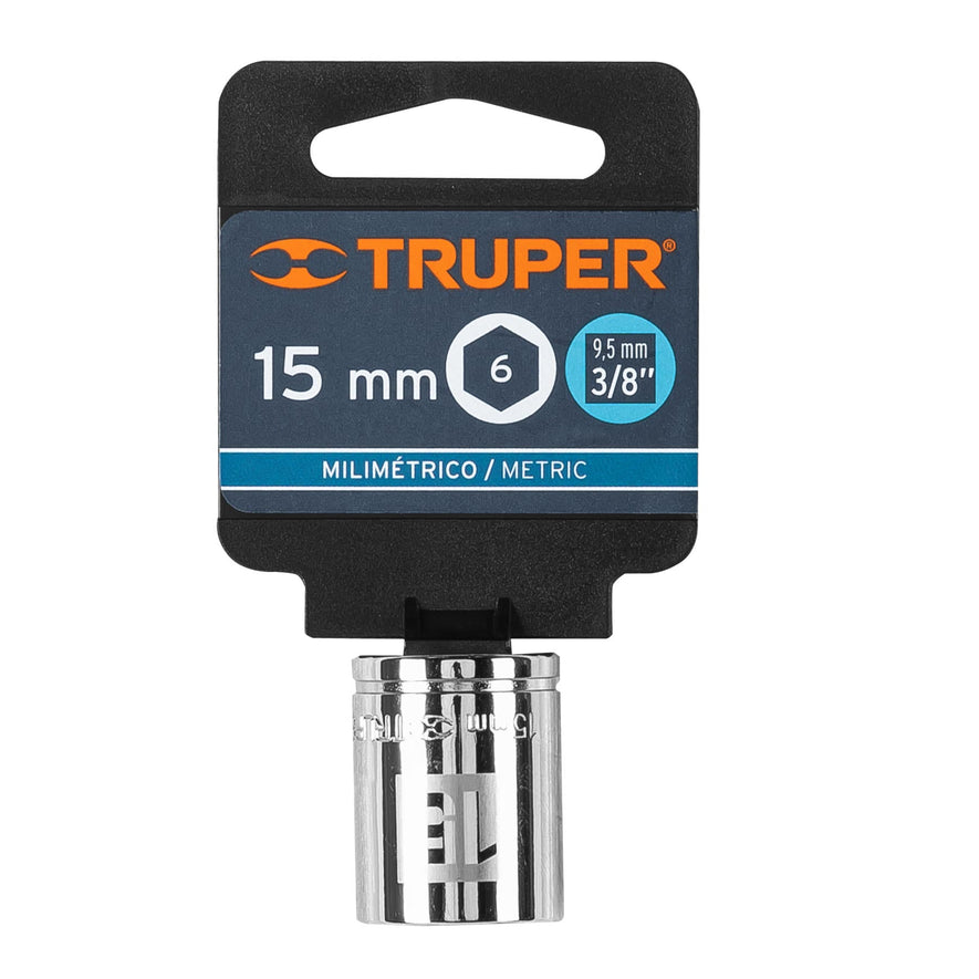 Dado de 15 mm, 6 puntas, cuadro 3/8', Truper Caja con 6, 13679