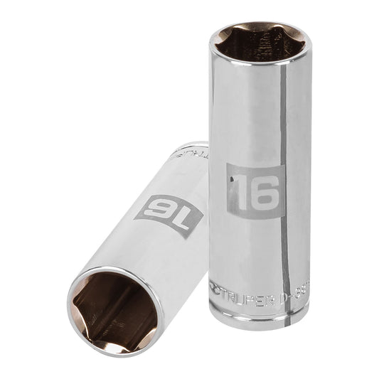 Dado largo de 16 mm, 6 puntas, cuadro 3/8', Truper Caja con 6, 13776