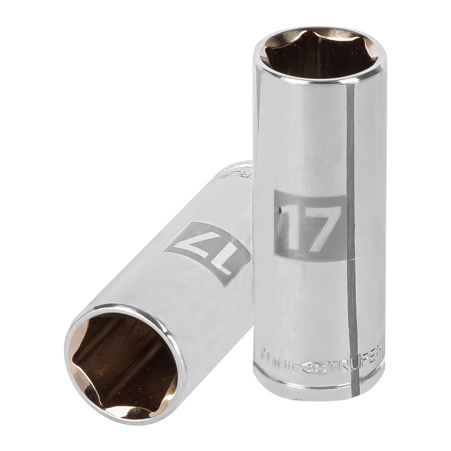 Dado largo de 17 mm, 6 puntas, cuadro 3/8', Truper Caja con 6, 13777