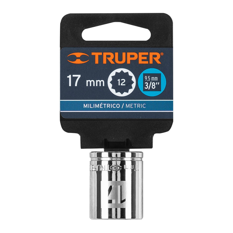 Dado de 17 mm, 12 puntas, cuadro 3/8', Truper Caja con 6, 13637