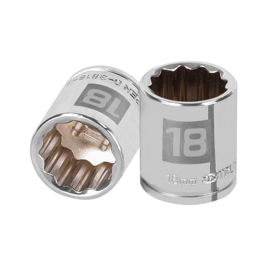 Dado de 18 mm, 12 puntas, cuadro 3/8', Truper Caja con 6, 13638