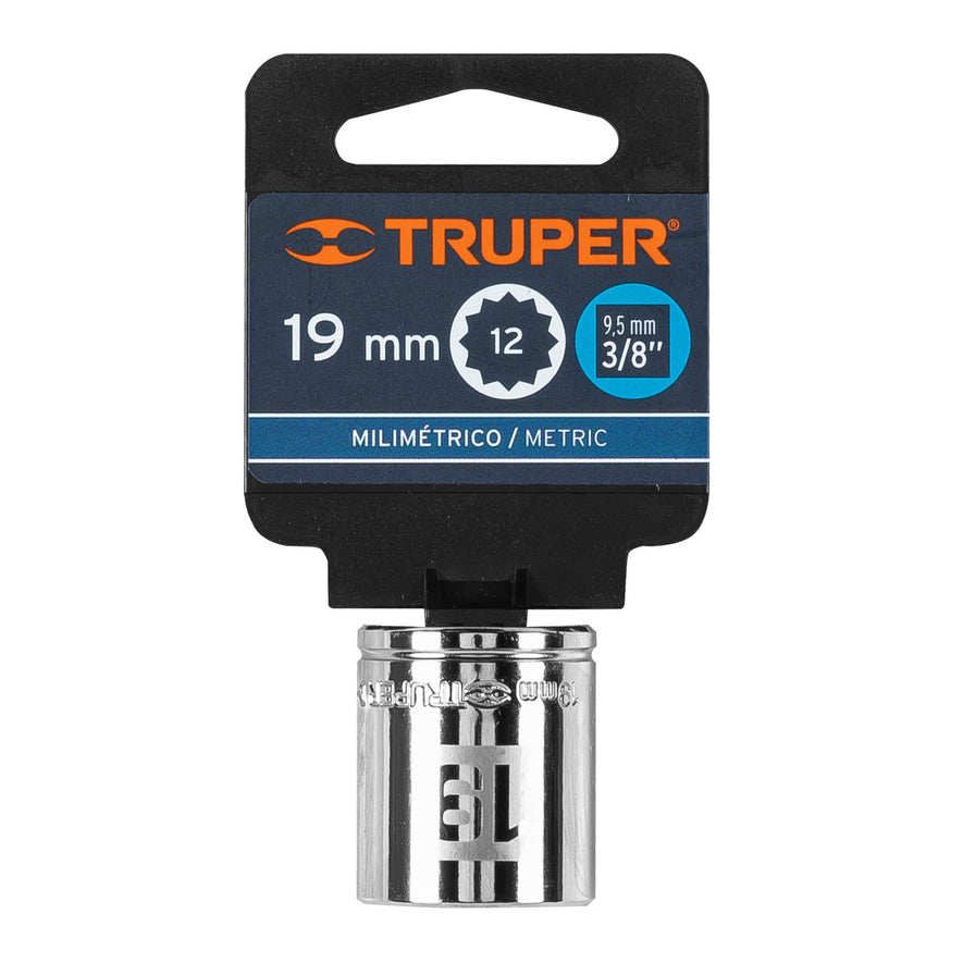 Dado de 19 mm, 12 puntas, cuadro 3/8', Truper Caja con 6, 13639