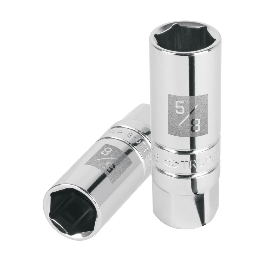 Dado para bujías de 5/8', 6 puntas, cuadro 3/8', Truper Caja con 6, 13655