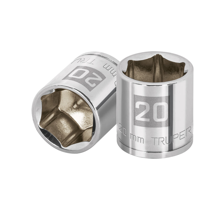 Dado de 20 mm, 6 puntas, cuadro 3/8', Truper Caja con 6, 13684