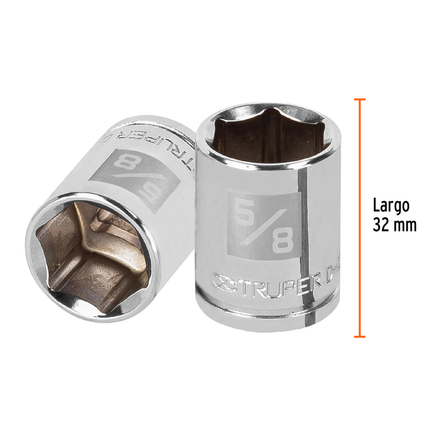 Dado de 5/8', 6 puntas, cuadro 3/8', Truper Caja con 6, 13611