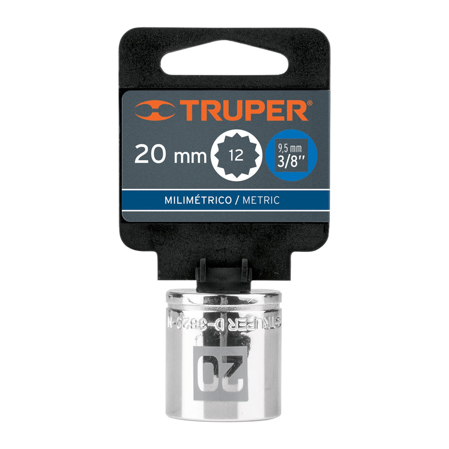Dado de 20 mm, 12 puntas, cuadro 3/8', Truper Caja con 6, 13640