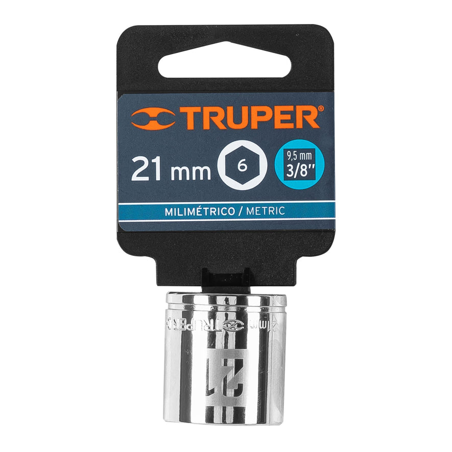 Dado de 21 mm, 6 puntas, cuadro 3/8', Truper Caja con 6, 13685