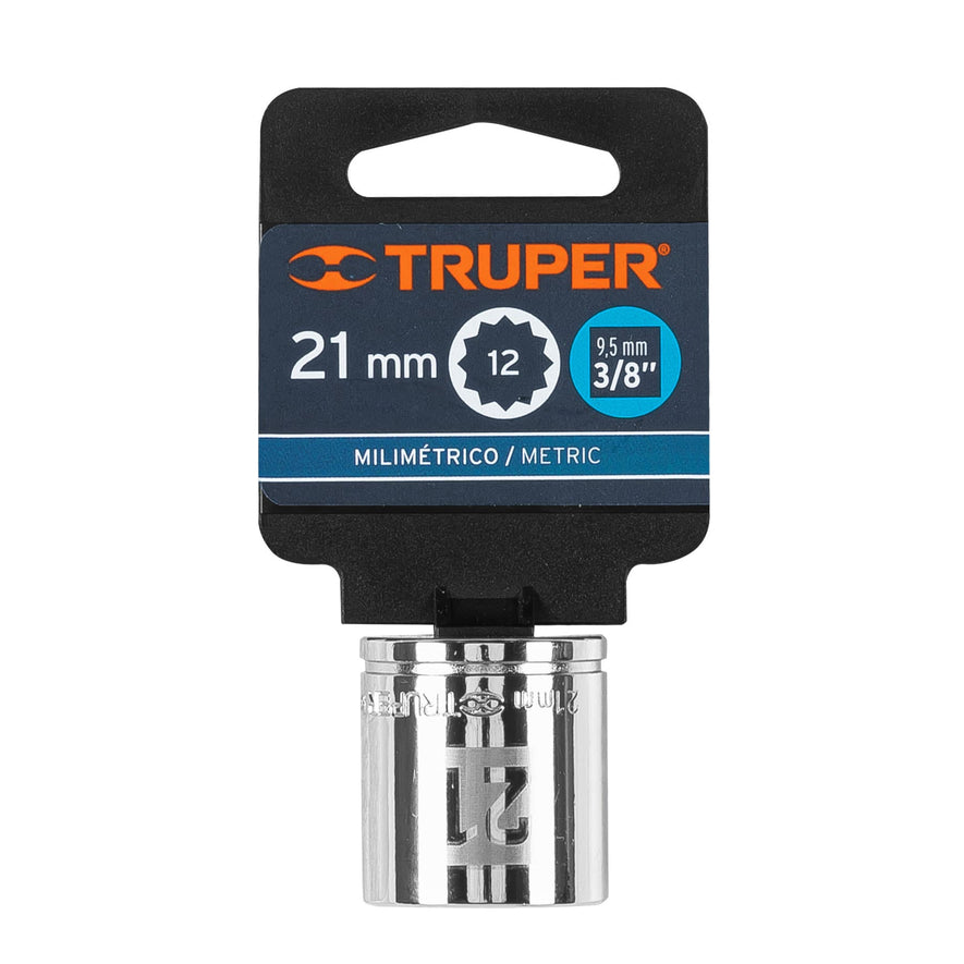 Dado de 21 mm, 12 puntas, cuadro 3/8', Truper Caja con 6, 13641