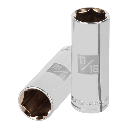 Dado largo de 11/16', 6 puntas, cuadro 3/8', Truper Caja con 6, 13717