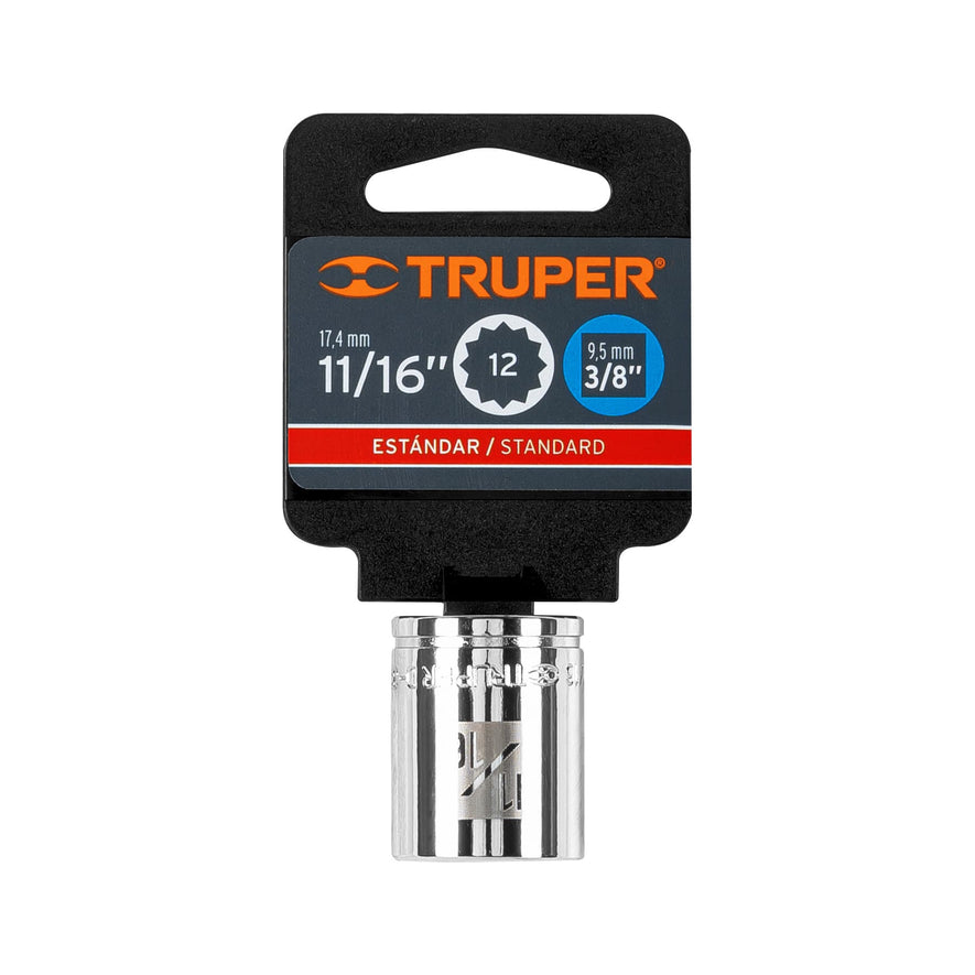 Dado de 11/16', 12 puntas, cuadro 3/8', Truper Caja con 6, 13587