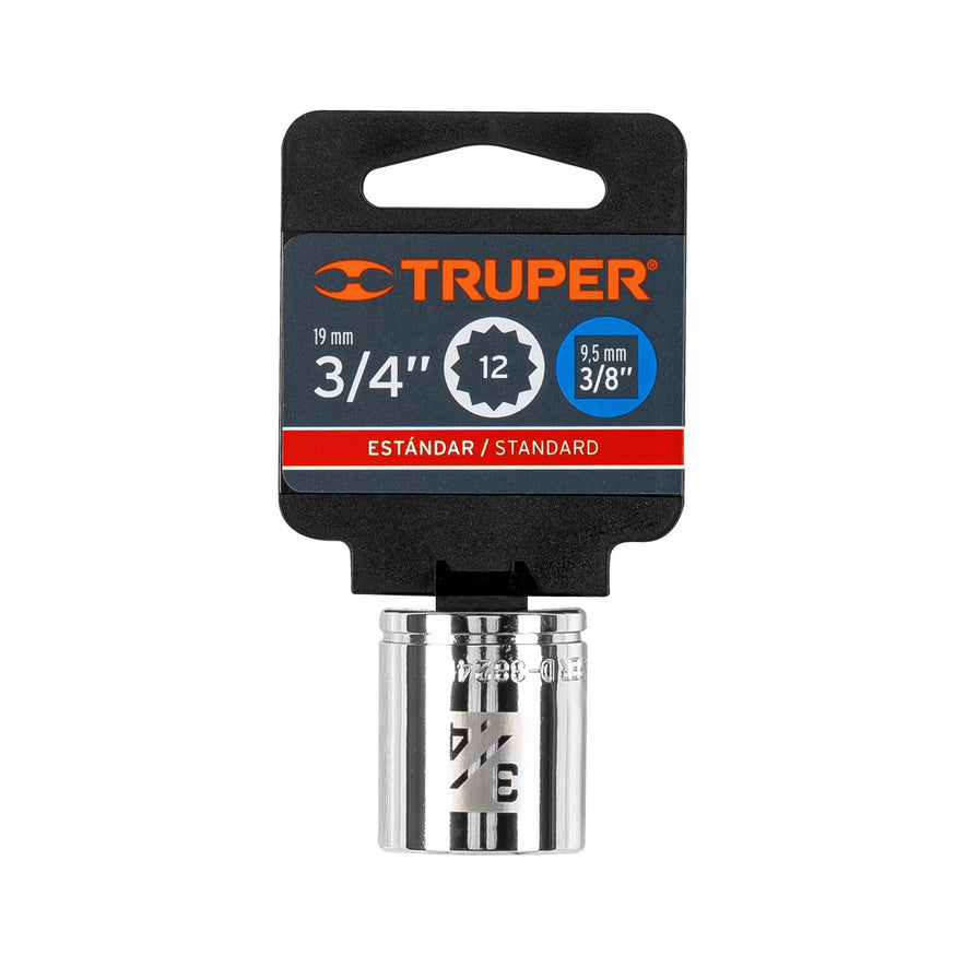 Dado de 3/4', 12 puntas, cuadro 3/8', Truper Caja con 6, 13588