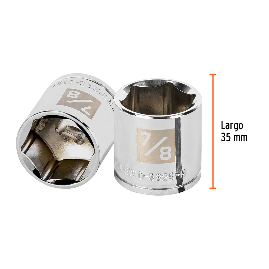 Dado de 7/8', 6 puntas, cuadro 3/8', Truper Caja con 6, 13615