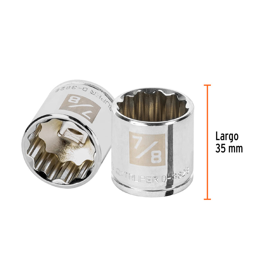 Dado de 7/8', 12 puntas, cuadro 3/8', Truper Caja con 6, 13590