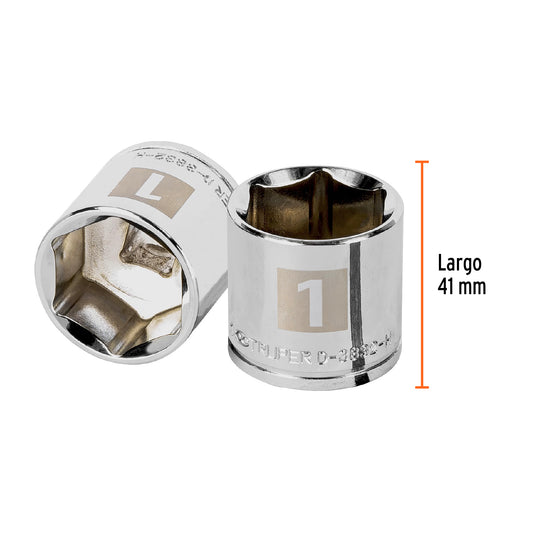 Dado de 1', 6 puntas, cuadro 3/8', Truper Caja con 6, 13617