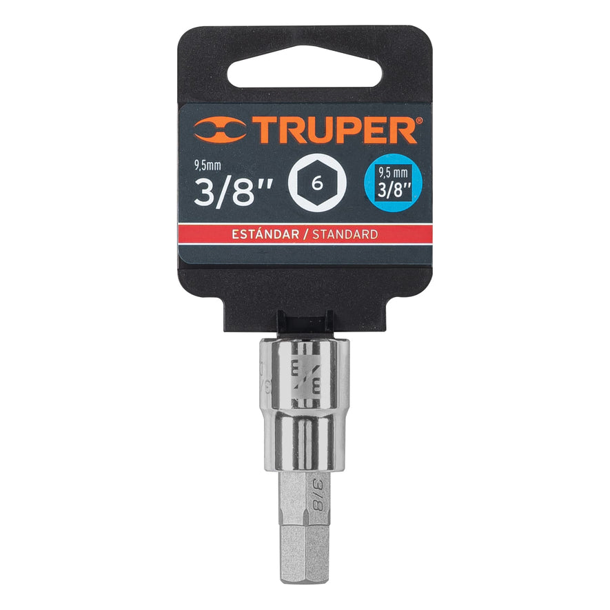 Dado punta hexagonal de 3/8', cuadro 3/8', Truper Caja con 6, 13467