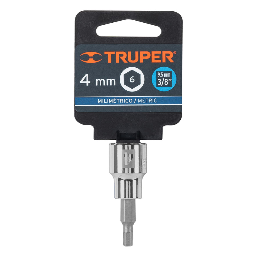 Dado punta hexagonal de 4 mm, cuadro 3/8', Truper Caja con 6, 13485