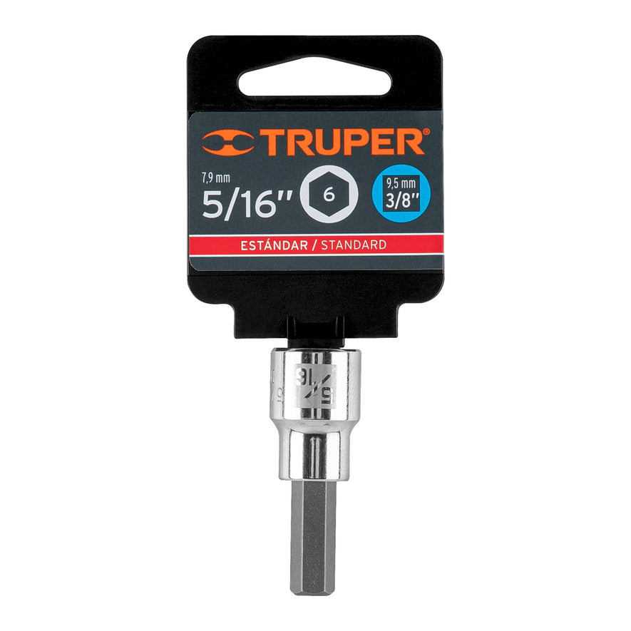Dado punta hexagonal de 5/16', cuadro 3/8', Truper Caja con 6, 13466