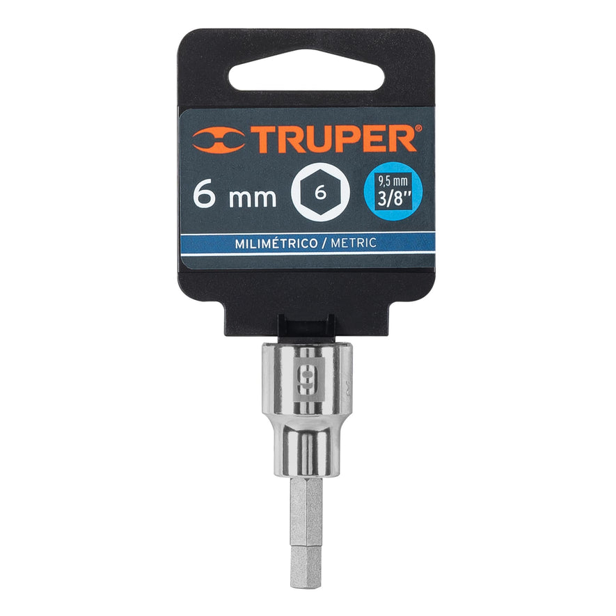 Dado punta hexagonal de 6 mm, cuadro 3/8', Truper Caja con 6, 13487