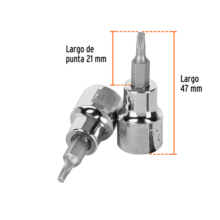 Dado punta torx T-15, cuadro 3/8', Truper Caja con 6, 13569