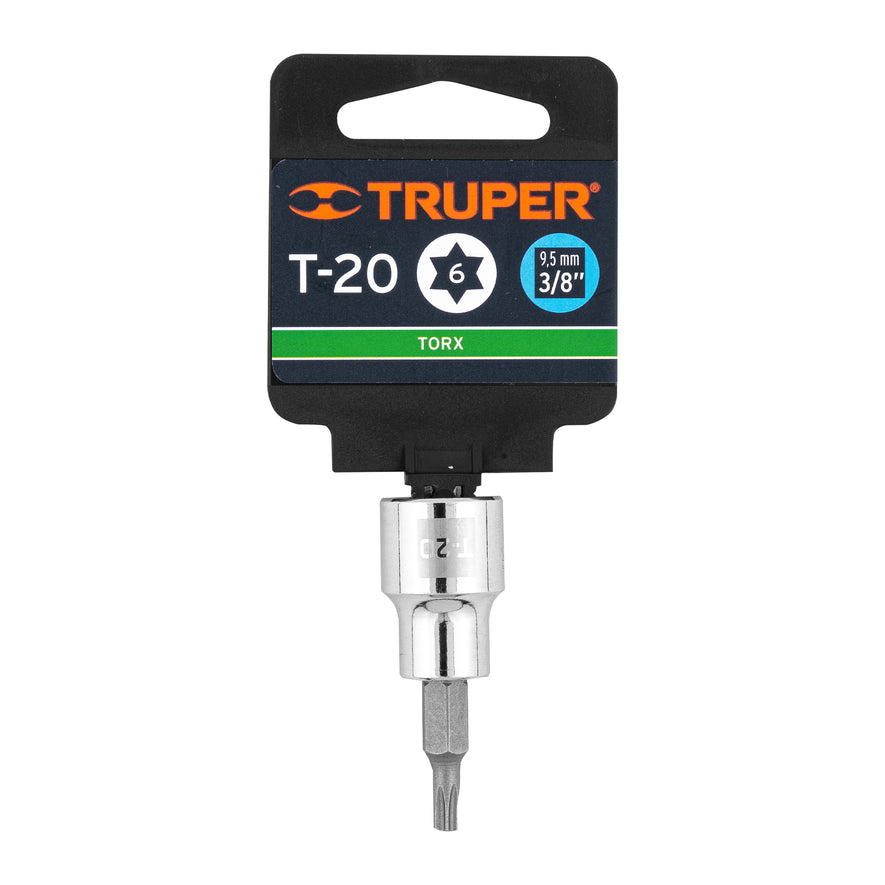 Dado punta torx T-20, cuadro 3/8', Truper Caja con 6, 13570